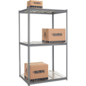 Global Industrial High Cap. Starter Rack 48Wx24Dx84H 3 Level Steel Deck 1500lb Per Shelf GRY