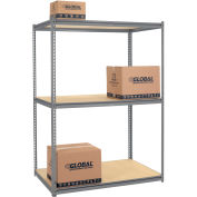 Global Industrial High Cap. Starter Rack 60Wx36Dx96H 3 Levels Wood Deck 1300lb Per Shelf GRY