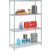 Nexel Wire Shelving Unit 48"W X 18"D X 74"H, 600 lb shelf cap, Chrome