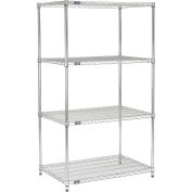 Nexel 36"W x 24"D x 74"H Wire Shelving Unit, 600 Lb Shelf Capacity, Chrome