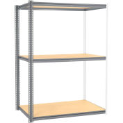 Global Industrial High Cap. Add-On Rack 60Wx24Dx60H 3 Levels Wood Deck 1300 Lb. Per Level GRY