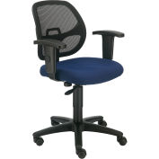 Mesh Back Office Chair with Arms, Fabric, Blue