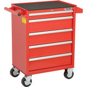 5 Drawer Roller Tool Cabinet, 26-3/8" x 18-1/8" x 37-13/16", Red