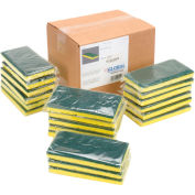 Global Industrial Heavy Duty Scrub Sponge, Yellow/Green, 3.25" x 6.25", Case of 20 Sponges