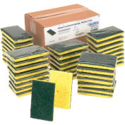 Global Industrial Resort Cut Scrub Sponge, Yellow/Green, 2.75" x 4", Case of 40 Sponges