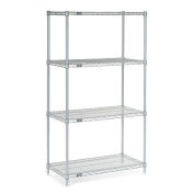Nexel 4 Tier Chrome Wire Shelving Starter Unit, 36"W x 12"D x 74"H