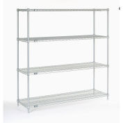 Nexel 4 Tier Chrome Wire Shelving Starter Unit, 48"W x 12"D x 63"H