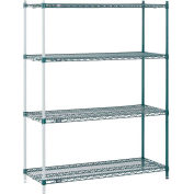Nexel 48W" x 12"D x 74"H Wire Shelving Add-On, Green Epoxy Finish