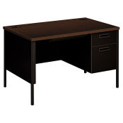 HON Right Pedestal Desk, 48"W x 30"D, Mocha/Black, Metro Classic Series