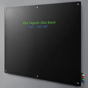Global Industrial 72"W x 48"H Magnetic Glass Whiteboard, Black