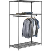 Global Industrial Free Standing Clothes Rack, 3 Shelf, 48"W x 24"D x 74"H, Black
