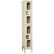 2-Tier 2 Door Clear View Locker, 12"W x 18"D x 36"H, Tan, Unassembled