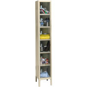 6-Tier 6 Door Clear View Locker, 12"W x 18"D x 12"H, Tan, Unassembled