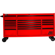 Homak RD04072160 RS Pro Series 16 Drawer Red Roller Tool Cabinet, 72"W X 24"D X 40-3/8"H