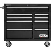 Homak BK04041092 Pro II Series 9 Drawer Black Roller Tool Cabinet, 41"W X 24-1/2"D X 39"H