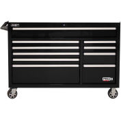 Homak BK04054012 Pro II Series 10 Drawer Black Roller Tool Cabinet, 54-1/2"W X 24-1/2"D X 39"H