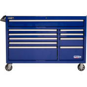 Homak BL04054012 Pro II Series 10 Drawer Blue Roller Tool Cabinet, 54-1/2"W X 24-1/2"D X 39"H
