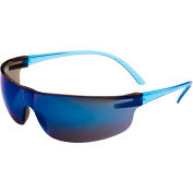 Uvex® SVP206 Safety Glasses, Blue Frame, Blue Mirror Lens, Scratch-Resistant - Pkg Qty 10