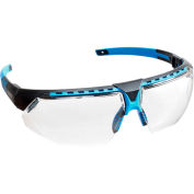 Uvex® Avatar Hydroshield Safety Glasses, Blue Frame, Clear Lens, Scratch-Resistant, Anti-Fog