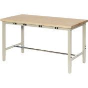 72"W x 30"D Adjustable Height Workbench, Power Apron, 1-3/4" Thick Birch Top Square Edge, Tan