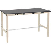 Global Industrial Lab Workbench with Phenolic Resin Top & Power Apron, 60"W x 36"D, Tan