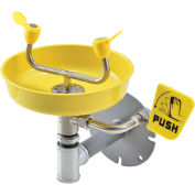 Wall Mounted Emergency Eyewash with Plastic Bowl, Push Handle, Yellow