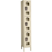 3-Tier 3 Door Clear View Locker, 12"W x 12"D x 24"H, Tan, Assembled