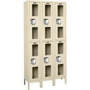 2-Tier 6 Door Clear View Locker, 12"W x 15"D x 36"H, Tan, Assembled