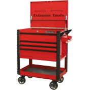 Extreme Tools EX3304TCRDBK 4 Drawer Deluxe Red Tool Cart W/Bumpers Black Drawer Pulls, 33"Wx22-7/8"D