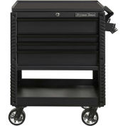 Extreme Tools EX3304TCMBBK 4 Drawer Matte Black Deluxe Tool Cart W/ Bumpers, 33"Wx22-7/8"Dx44-1/4"H