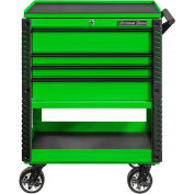 Extreme Tools EX3304TCGNBK 4 Drawer Green Deluxe Tool Cart W/Bumpers Black Pulls, 33"W x 22-7/8"D