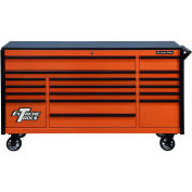 Extreme Tools DX722117RCORBK 17 Drawer Triple Bank Roller Cabinet, Orange & Black, 72"W x 21"D