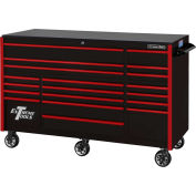 Extreme Tools RX723019RCBKRD-250 Professional 19 Drawer Black Triple Bank Roller Cabinet, 72"W