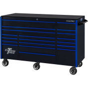 Extreme Tools RX723019RCBKBL-250 Professional 19 Drawer Blk Triple Bank Roller Cabinet, 72"W