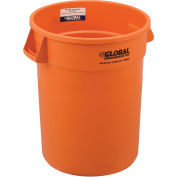 32 Gallon Plastic Trash Can, Bright Orange