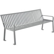 6 ft. Outdoor Steel Slat Park Bench, Gray