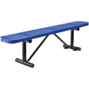 72" Perforated Metal Outdoor Flat Bench, Blue