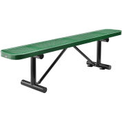 Global Industrial 72" Perforated Metal Outdoor Flat Bench, Green