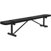 Global Industrial 96" Perforated Metal Outdoor Flat Bench, Black