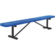 Global Industrial 96" Perforated Metal Outdoor Flat Bench, Blue