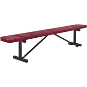 Global Industrial 96" Perforated Metal Outdoor Flat Bench, Red