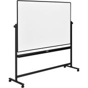 Rolling Magnetic Dry Erase Whiteboard, Double Sided Reversible, 72 x 48, Black Frame