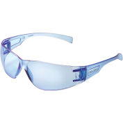 Frameless Safety Glasses, Scratch Resistant, Blue Lens - Pkg Qty 12