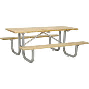Global Industrial 8 ft. Wood Picnic Table, Galvanized Steel Frame