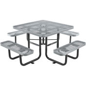 Global Industrial 46" Expanded Metal Square Picnic Table, Gray
