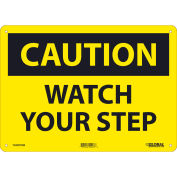 Caution Watch Your Step Sign, 10x14, Rigid Plastic