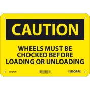 Caution Wheels Must Be Chocked Before Loading Sign, 7x10, Rigid Plastic