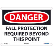 Danger Fall Protection Required Beyond This Point, 10x14, Aluminum