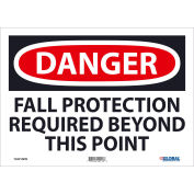 Danger Fall Protection Required 10x14, Pressure Sensitive Vinyl