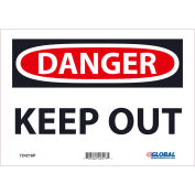 Danger Keep Out Sign, 7x10, Pressure Sensitive Vinyl